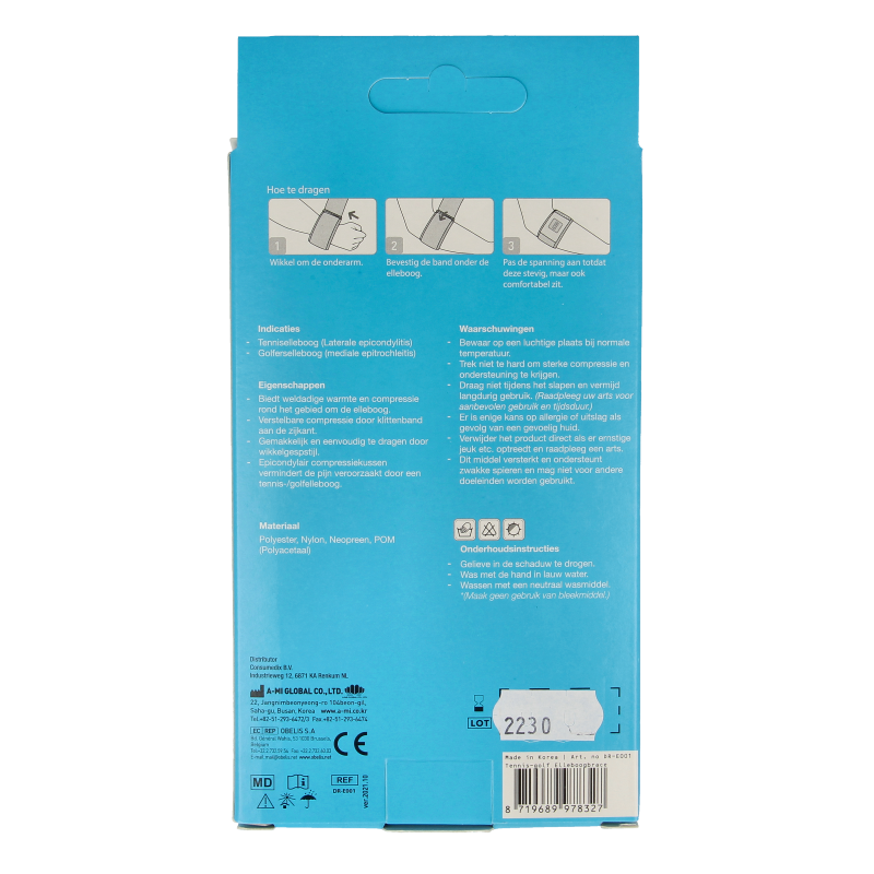 Emdee Tennis/golf arm supportband blauw - Afbeelding 2