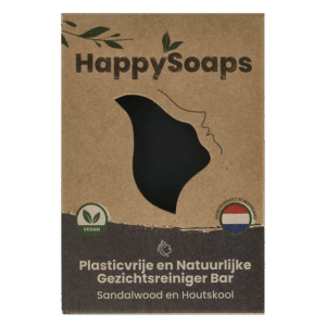 Happysoaps Gezichtsreiniger bar houtskool en sandelwood