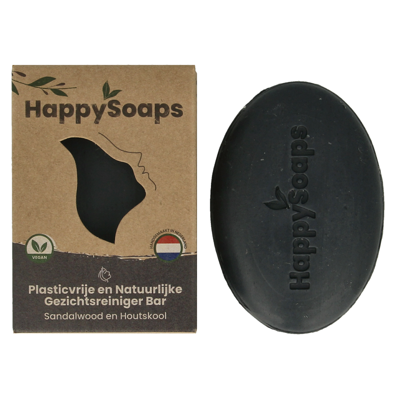 Happysoaps Gezichtsreiniger bar houtskool en sandelwood - Afbeelding 2
