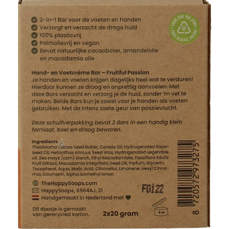 Happysoaps Hand & voetcreme bar fruitful passion - Afbeelding 3