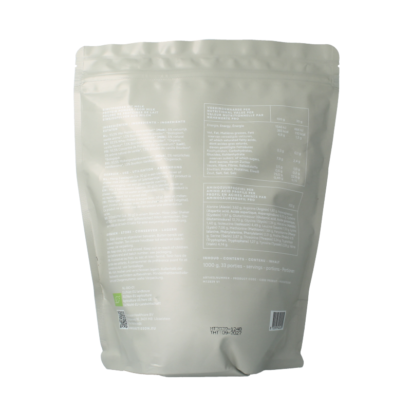 Mattisson Wei proteine poeder 75% vanille bio - Afbeelding 2