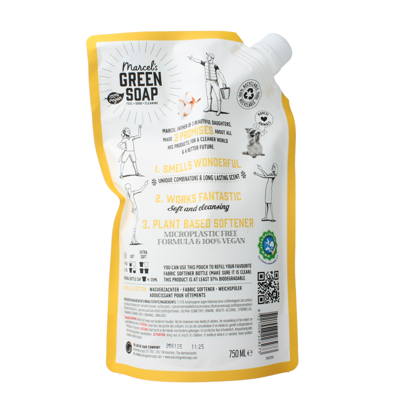 Marcel's Green Soap Wasverzachter vanille & katoen navulling - Afbeelding 2