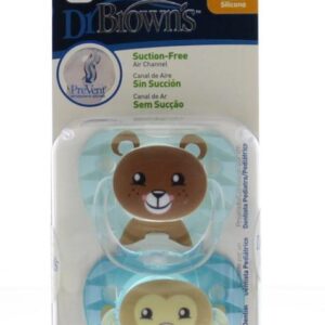 Dr. Brown's Fopspeen prevent animal faces F2 blauw